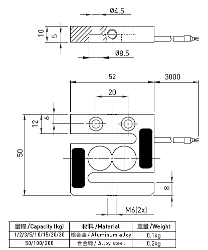 High Precision Impact S - Beam Crane Scale Load Cell Strain Gauge 100kg