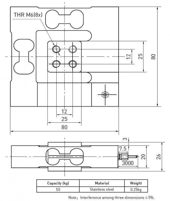 Customized Three Dimensional Force Multi Axis Load Cell Sensor Square Type